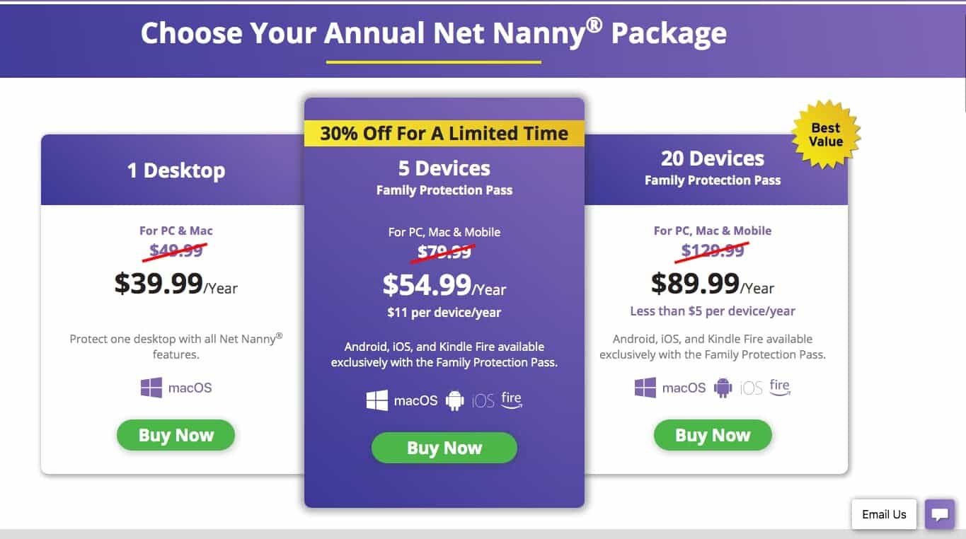 Netnanny prijzenoverzicht
