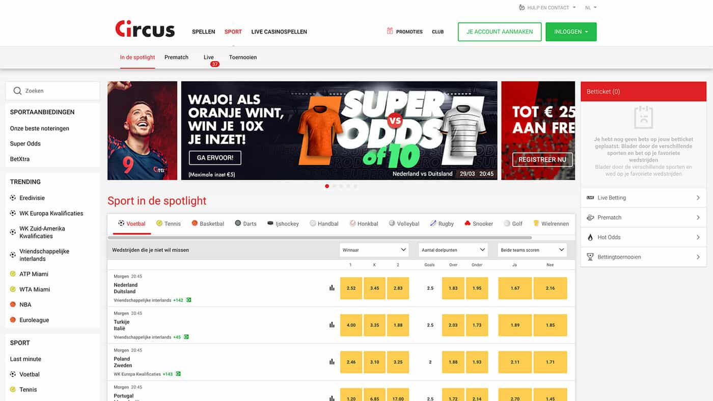 Wedden op sport bij Circus